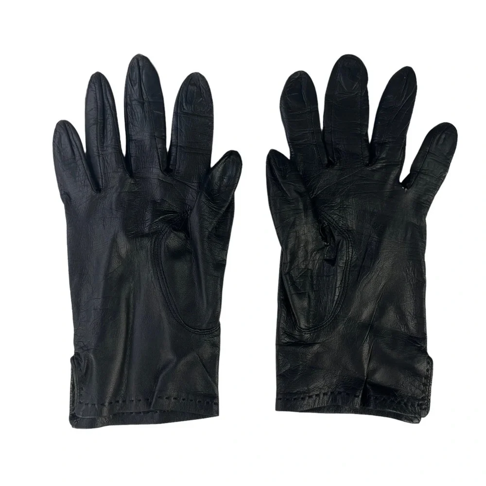 Black Leather Gloves Womens Size 6.5‎